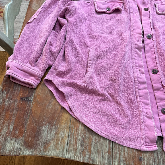 Free People Ruby Rose Pink Shacket Jacket Medium Oversized Fleece Layering Piece - Picture 5 of 16